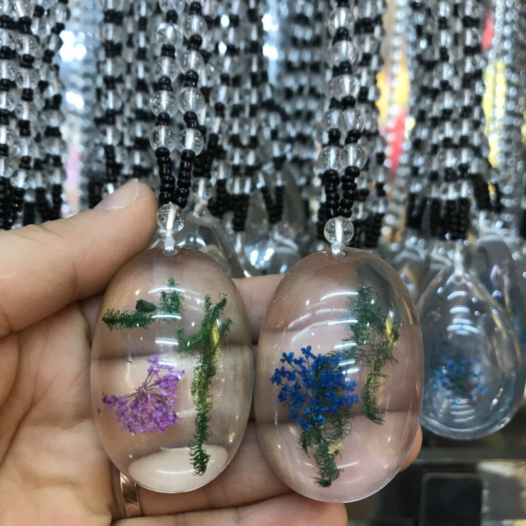 Plant dried seaweed necklace time gem checking glass drop shaped jewelry diy creative move necklace