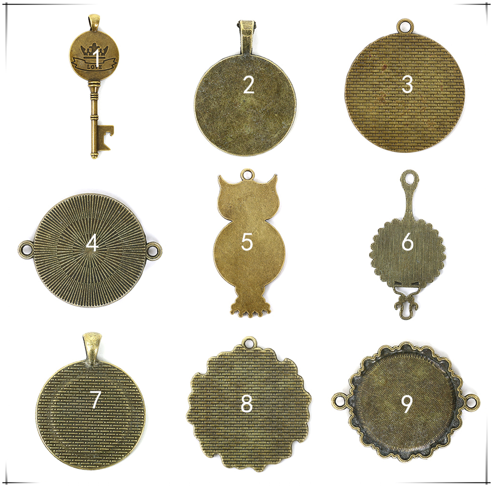 DIY Ornament Accessories round Time Gem Cabochon Necklace Pendant Collet Key Owl Shape Alloy Base DIY Ornament Accessories round Time Gem Cabochon Necklace Pendant Collet Key Owl Shape Alloy Base