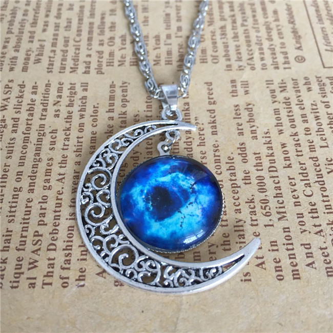 European And American Foreign Trade EBay AliExpress Starry Sky Moon Time Gem Cabochon Necklace Factory Direct Sales