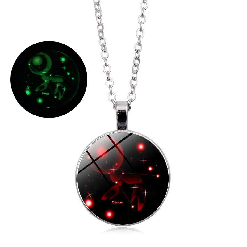 Zodiac luminous time gem luminous necklace new European and American pendant sweater chain Zodiac luminous time gem luminous necklace new European and American pendant sweater chain