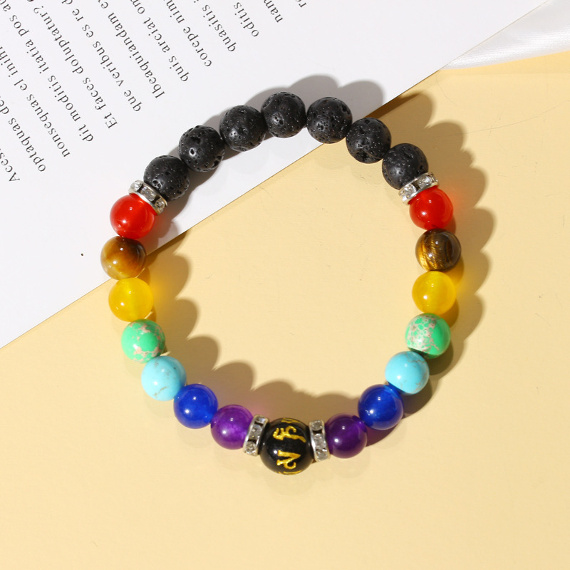 Ethnic Style Volcanic Stone Bracelet Colorful Frosted Stone Bracelet Handmade String Beads Male And Female Bracelets Hand Jewelry