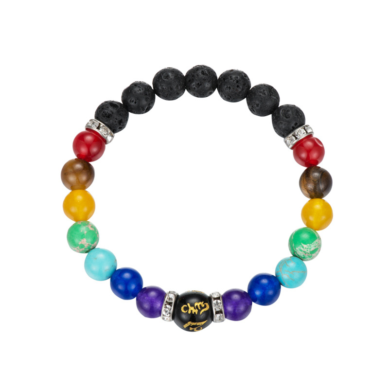 Ethnic Style Volcanic Stone Bracelet Colorful Frosted Stone Bracelet Handmade String Beads Male And Female Bracelets Hand Jewelry