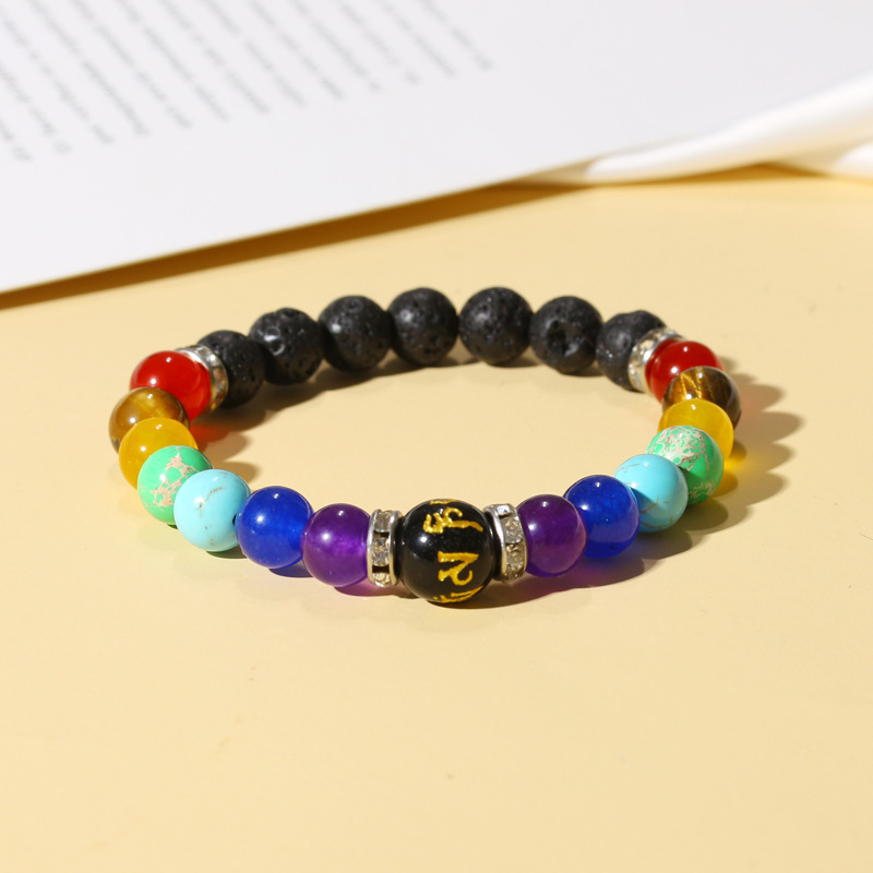 Ethnic Style Volcanic Stone Bracelet Colorful Frosted Stone Bracelet Handmade String Beads Male And Female Bracelets Hand Jewelry