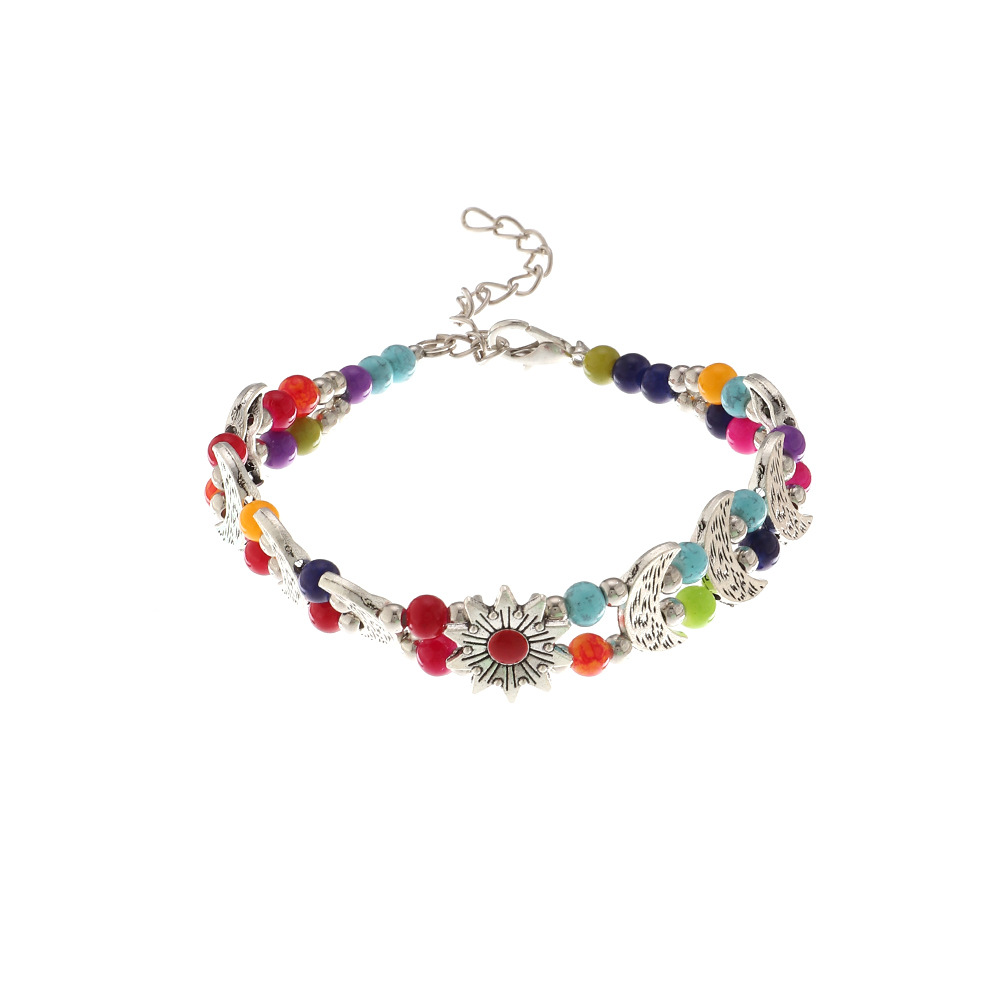 Bz1499 Nylon Beads Vintage Ethnic Style Antique Silver Butterfly Plum Bracelet Creative Handmade Beads Turquoise Bracelet for Women Bz1499 Nylon Beads Vintage Ethnic Style Antique Silver Butterfly Plum Bracelet Creative Handmade Beads Turquoise Bracelet for Women