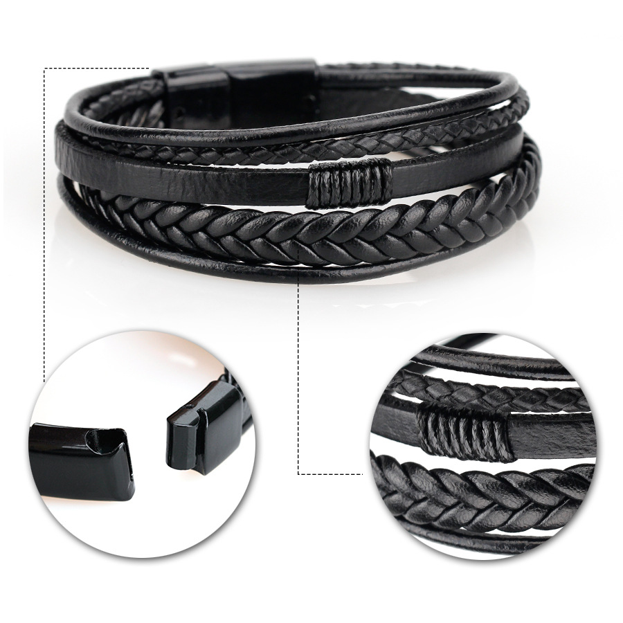 Cross-Border E-Commerce Original European And American Style Jewelry Fashion Leather Rope Hand Weaving Bracelet Men &#039;S Bracelet Ethnic Style Jewelry