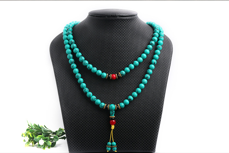 Ethnic Style Turquoise Beads Bracelet Non-Natural Raw Ore Optimized 108 Bracelets Men's and Women's Ornament Wholesale Ethnic Style Turquoise Beads Bracelet Non-Natural Raw Ore Optimized 108 Bracelets Men's and Women's Ornament Wholesale