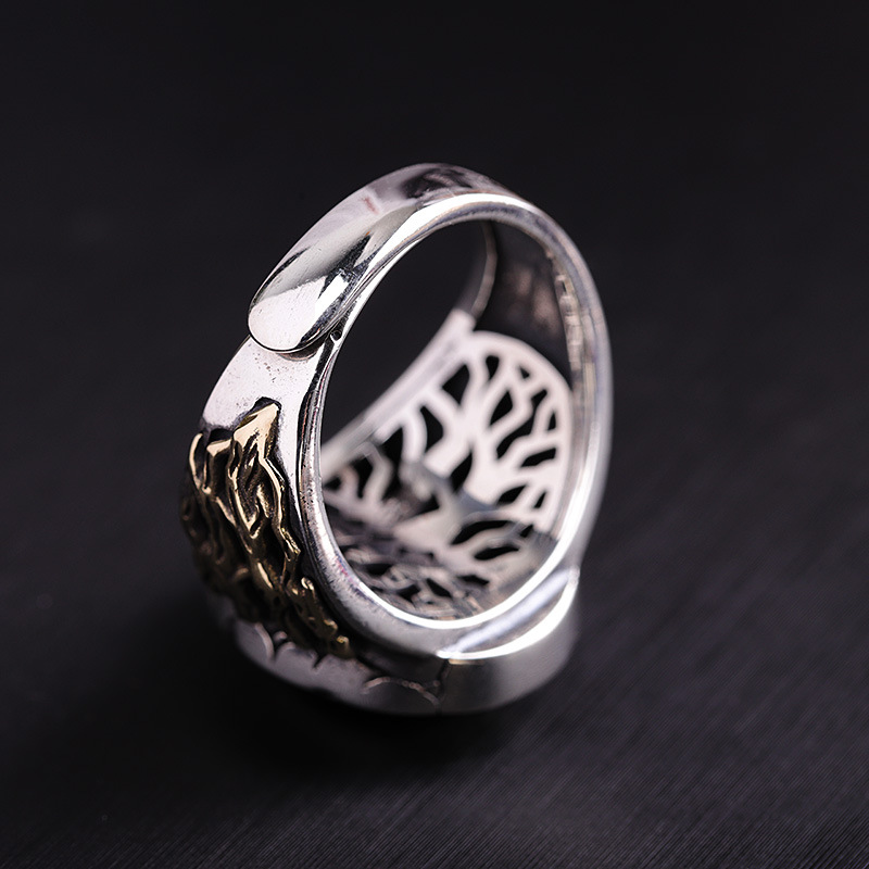 YY Silver Manufacturers Direct Sales S925 Silver Accessories Bracelet Black Agate Personality Retro Men's Ring