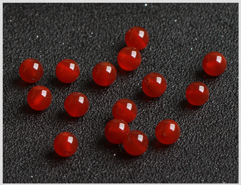 Black Red Agate round Beads Semi-Finished Products for Men and Women Fresh Simple Fashion Elegant DIY Ornament