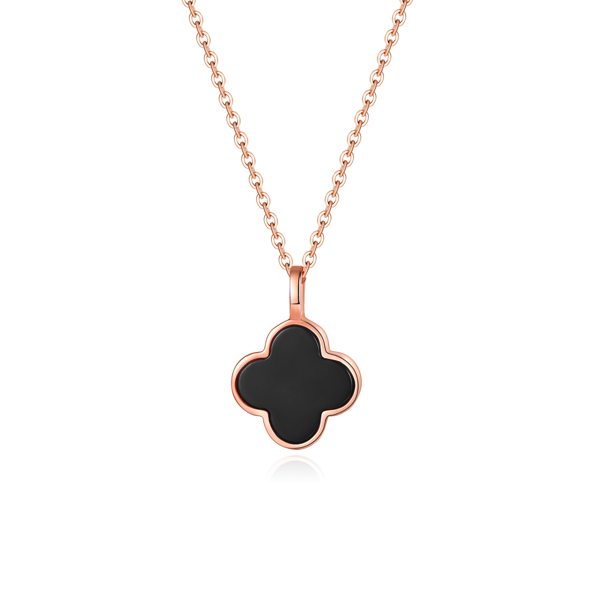 Clover Necklace Female S925 Silver Rose Gold Black Agate Pendant Internet Hot Elegant Accessories Clavicle Chain Korean Style