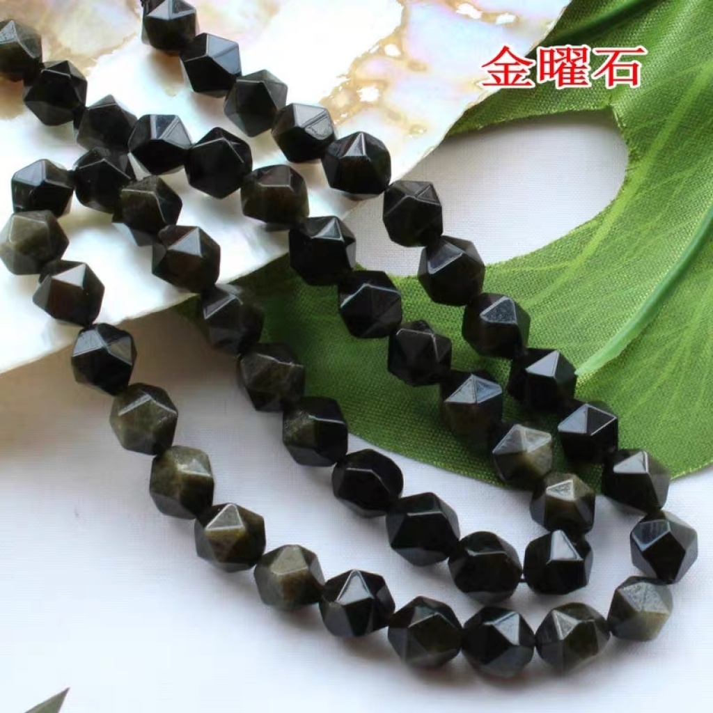 68mm natural black hair crystal agate egg yolk stone white pine bluestone faceted loose bead diamond faceted DIY a