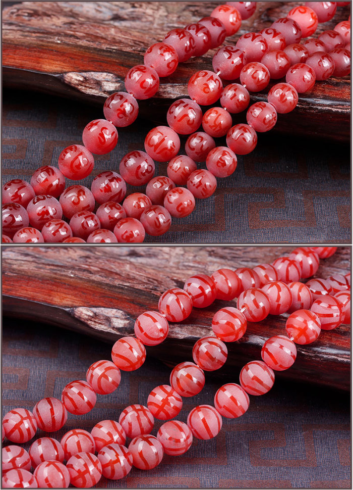 With the United States and crystal natural black and red frosted agate six words Proverbs beads beads beads DIY semi- With the United States and crystal natural black and red frosted agate six words Proverbs beads beads beads DIY semi-