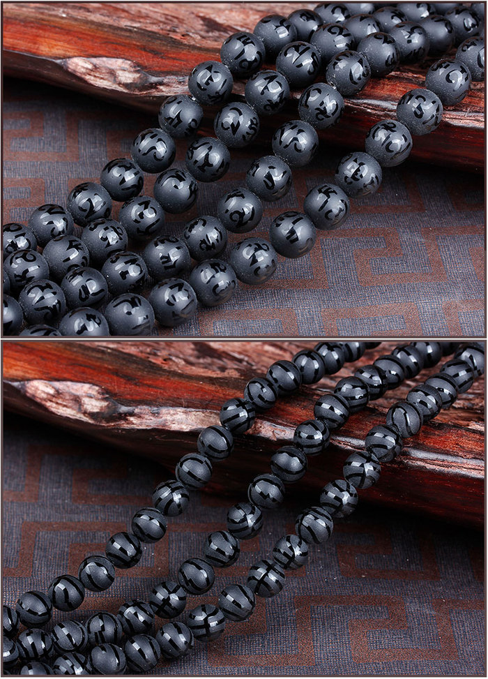 With the United States and crystal natural black and red frosted agate six words Proverbs beads beads beads DIY semi- With the United States and crystal natural black and red frosted agate six words Proverbs beads beads beads DIY semi-