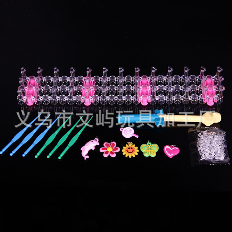 New Rainbow Hand Knitting Machine DIY Color Rubber Band Educational Children&#039;s Toys Woven Bracelet Box Suit