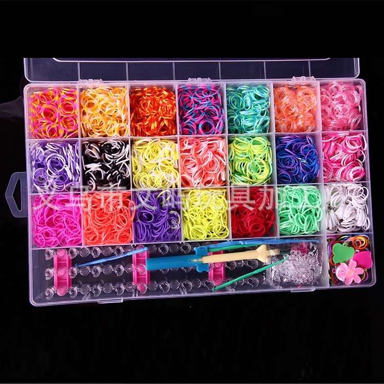 New Rainbow Hand Knitting Machine DIY Color Rubber Band Educational Children&#039;s Toys Woven Bracelet Box Suit