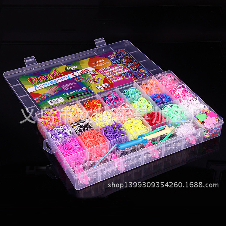 New Rainbow Hand Knitting Machine DIY Color Rubber Band Educational Children&#039;s Toys Woven Bracelet Box Suit