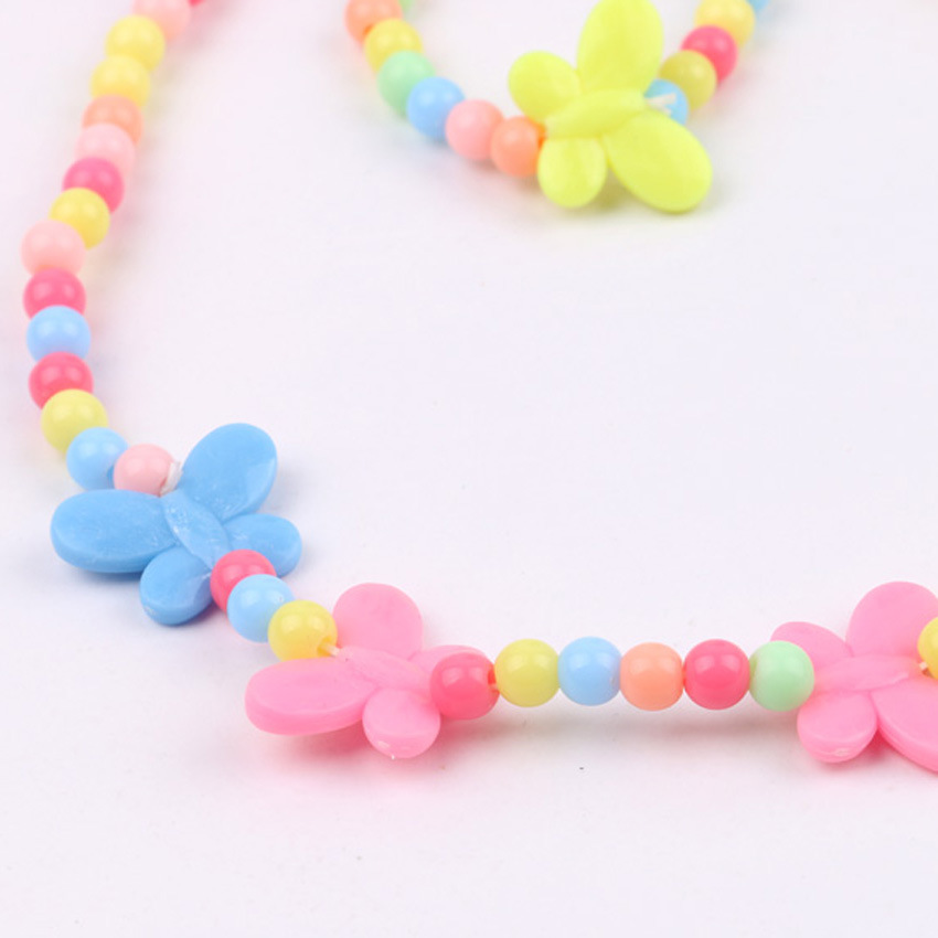 Online Best-Selling Product Jelly Color Bow Necklace Bracelet Two-Piece Fashion Creative Children Accessories Wholesale