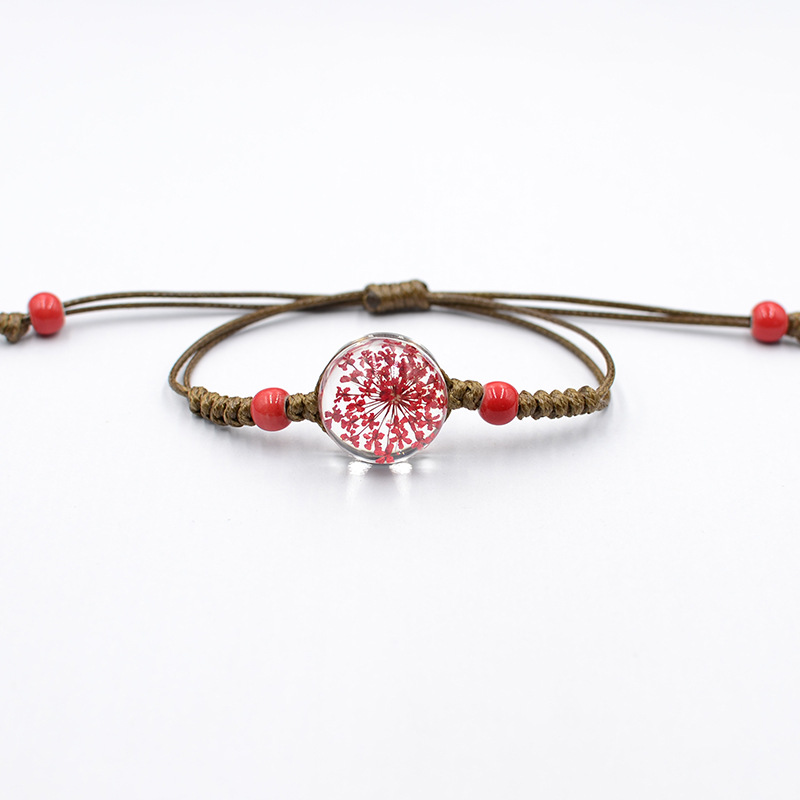 12-Color Dried Flower Bracelet Mori Style Glass Pull Lace Starry Ornament Real Plant Fashion Hand-Woven 12-Color Dried Flower Bracelet Mori Style Glass Pull Lace Starry Ornament Real Plant Fashion Hand-Woven