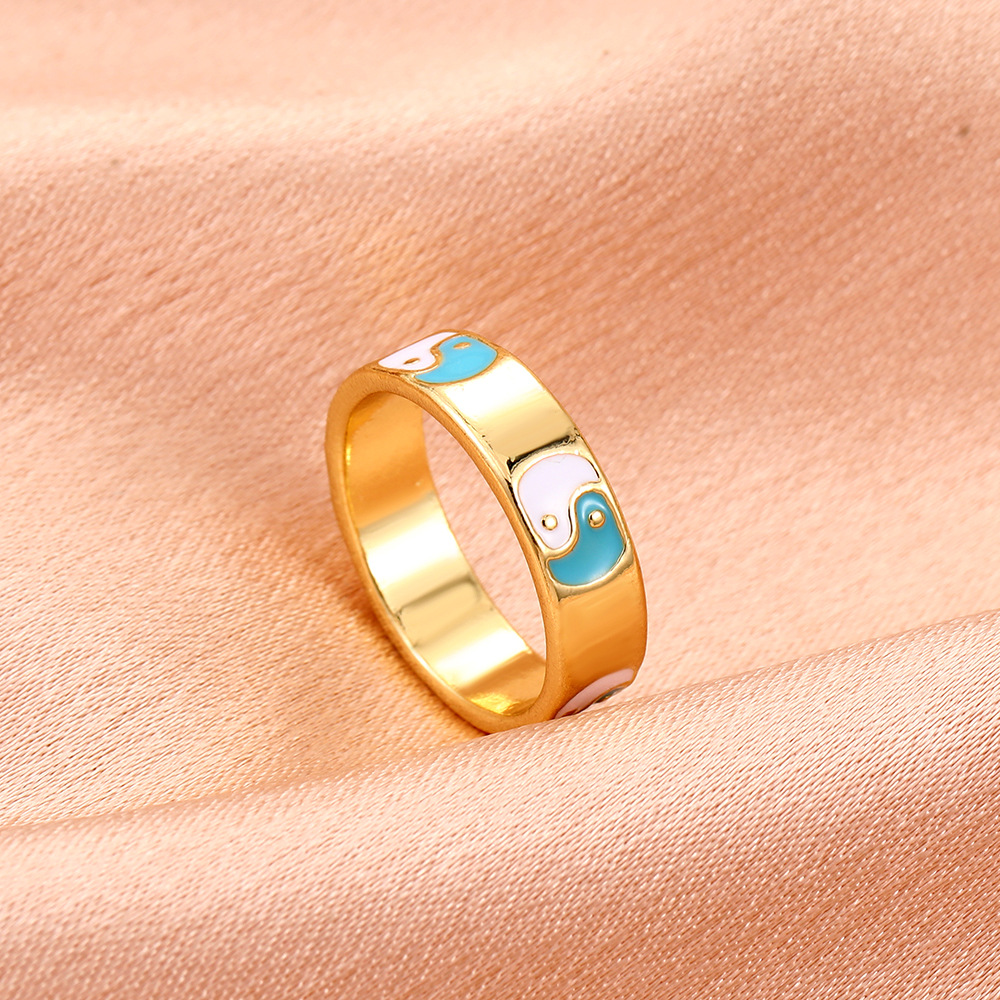 Europe and America Cross Border Oil Dripping Gossip Ring Ins Style Creative Color Yin Yang Tai Chi Ring Fun Geometric Bracelet for Women Europe and America Cross Border Oil Dripping Gossip Ring Ins Style Creative Color Yin Yang Tai Chi Ring Fun Geometric Bracelet for Women