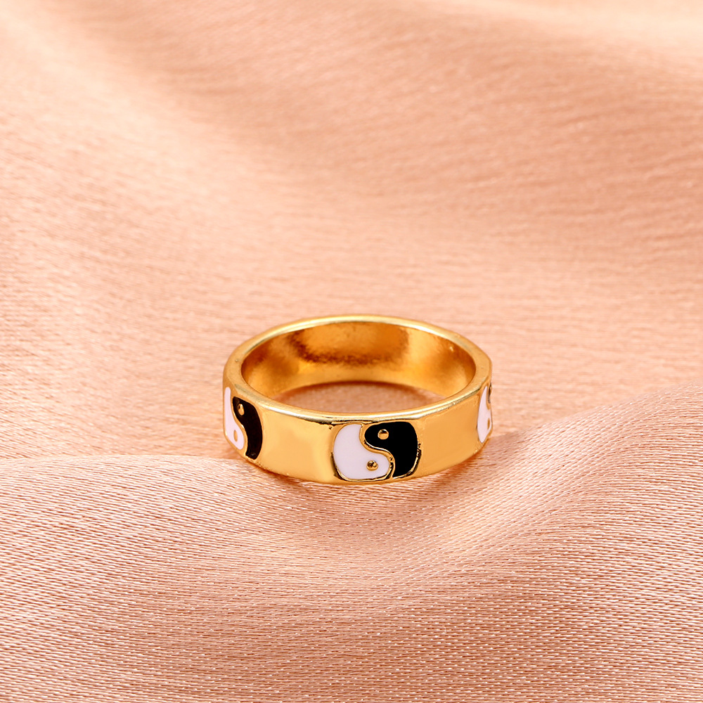 Europe and America Cross Border Oil Dripping Gossip Ring Ins Style Creative Color Yin Yang Tai Chi Ring Fun Geometric Bracelet for Women Europe and America Cross Border Oil Dripping Gossip Ring Ins Style Creative Color Yin Yang Tai Chi Ring Fun Geometric Bracelet for Women