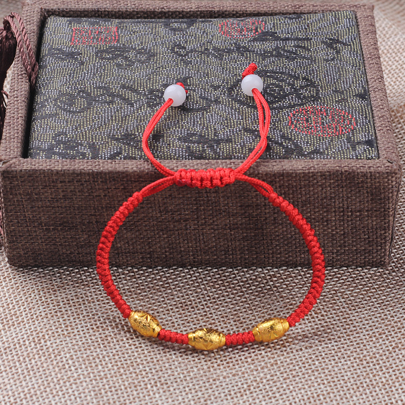 Color Protection Golden Balls Lucky Beads This Animal Year Red Rope Bracelet Three Golden Balls Handmade 2 Yuan Shop Stall Supply Wholesale Color Protection Golden Balls Lucky Beads This Animal Year Red Rope Bracelet Three Golden Balls Handmade 2 Yuan Shop Stall Supply Wholesale
