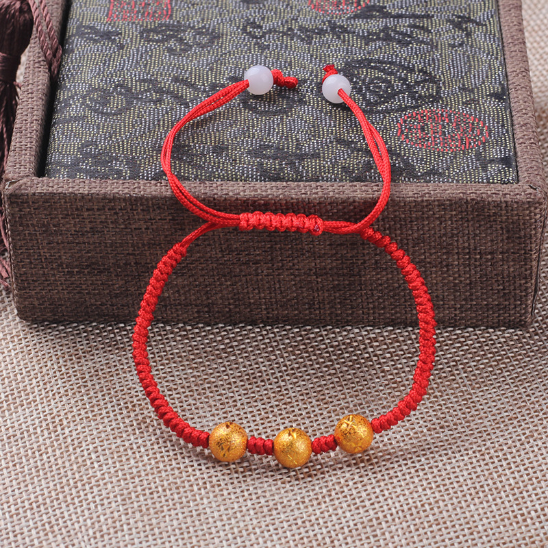 Color Protection Golden Balls Lucky Beads This Animal Year Red Rope Bracelet Three Golden Balls Handmade 2 Yuan Shop Stall Supply Wholesale Color Protection Golden Balls Lucky Beads This Animal Year Red Rope Bracelet Three Golden Balls Handmade 2 Yuan Shop Stall Supply Wholesale