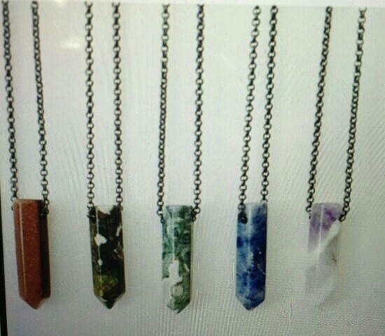 Natural stone necklace, gold sand, lapis lazuli, amethyst, Opal Pendant
