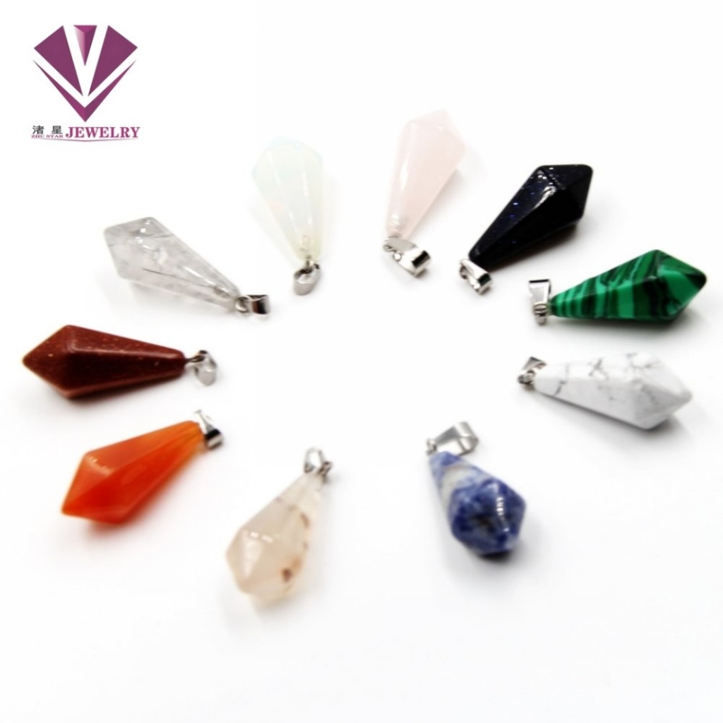 Natural stone long onal cone pendant, lapis lazuli, amethyst, white crystal, agate stone, red stone Natural stone long onal cone pendant, lapis lazuli, amethyst, white crystal, agate stone, red stone
