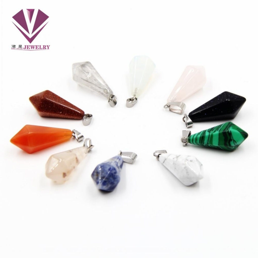Natural stone long onal cone pendant, lapis lazuli, amethyst, white crystal, agate stone, red stone Natural stone long onal cone pendant, lapis lazuli, amethyst, white crystal, agate stone, red stone