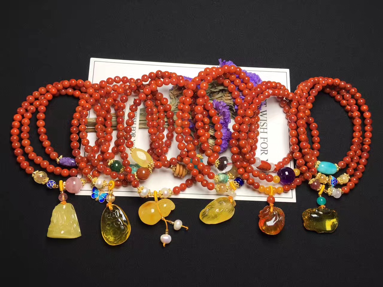 Original design south agate multi-circle bracelet female male lapis lazuli Buddha beads with chicken oil yellow honey