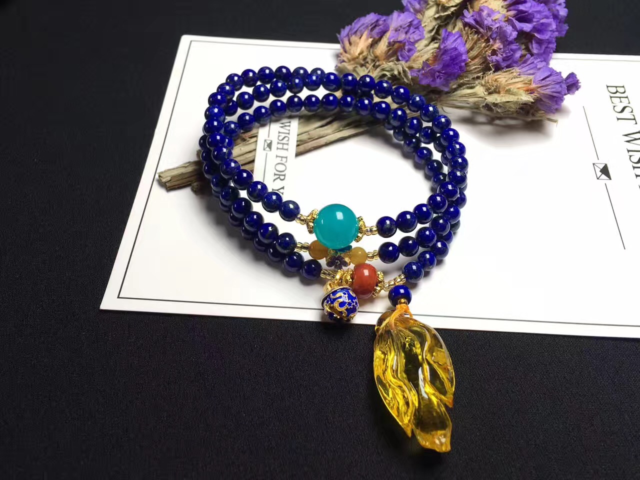 Original design south agate multi-circle bracelet female male lapis lazuli Buddha beads with chicken oil yellow honey Original design south agate multi-circle bracelet female male lapis lazuli Buddha beads with chicken oil yellow honey