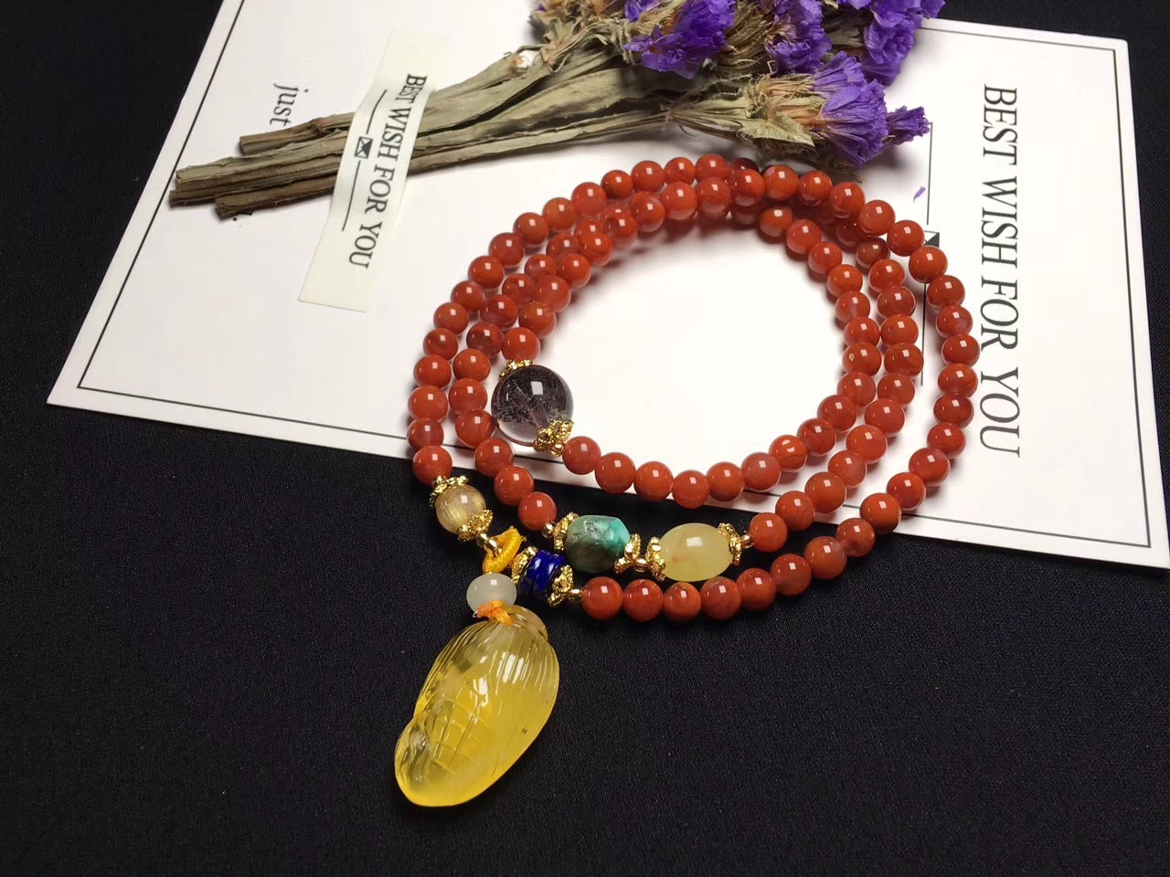 Original design south agate multi-circle bracelet female male lapis lazuli Buddha beads with chicken oil yellow honey Original design south agate multi-circle bracelet female male lapis lazuli Buddha beads with chicken oil yellow honey