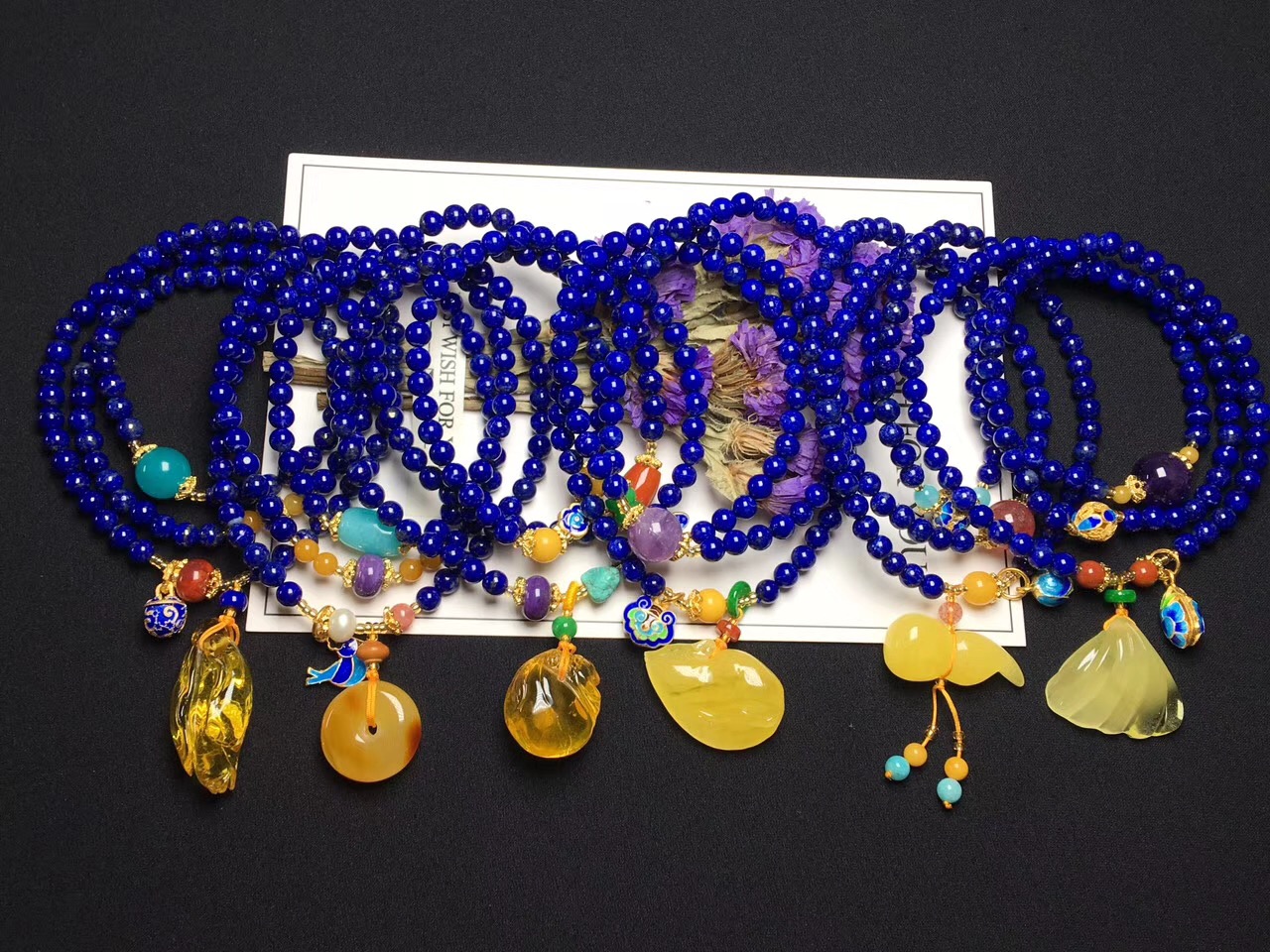 Original design south agate multi-circle bracelet female male lapis lazuli Buddha beads with chicken oil yellow honey Original design south agate multi-circle bracelet female male lapis lazuli Buddha beads with chicken oil yellow honey