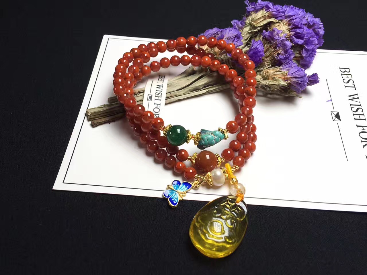 Original design south agate multi-circle bracelet female male lapis lazuli Buddha beads with chicken oil yellow honey Original design south agate multi-circle bracelet female male lapis lazuli Buddha beads with chicken oil yellow honey