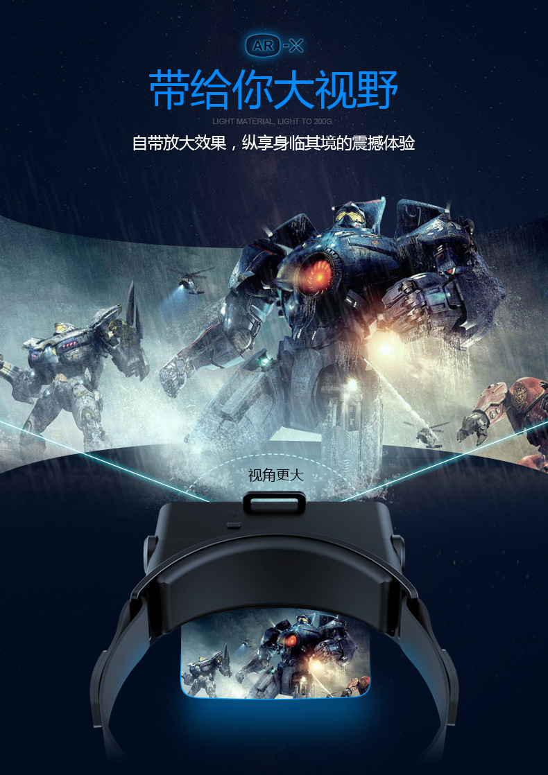 AR Glasses Head-Mounted Mobile Phone Theater VR Virtual Game Helmet Giant Screen Display New AR Glasses Head-Mounted Mobile Phone Theater VR Virtual Game Helmet Giant Screen Display New