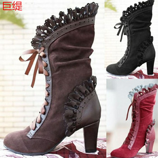 2020 Giant Ti Whole Independent Station Wish Foreign Trade Large Size High Heel Denim Tube Women's Boots 2020 Giant Ti Whole Independent Station Wish Foreign Trade Large Size High Heel Denim Tube Women's Boots