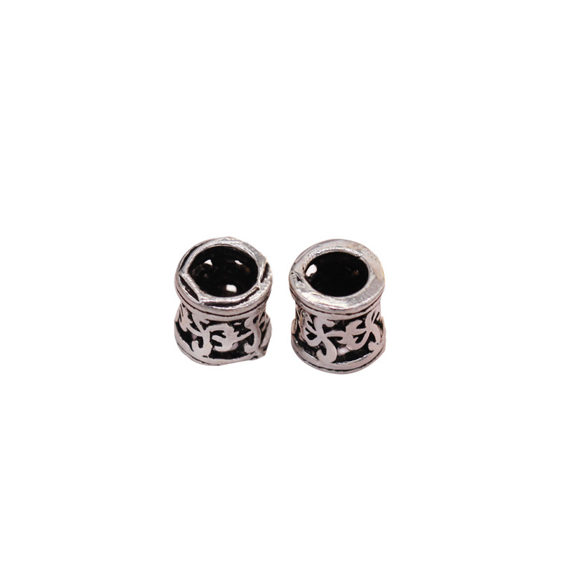 S925 pure yintai silver accessories wholesale DIY bracelet garnet bead protection bead hollow pattern beads