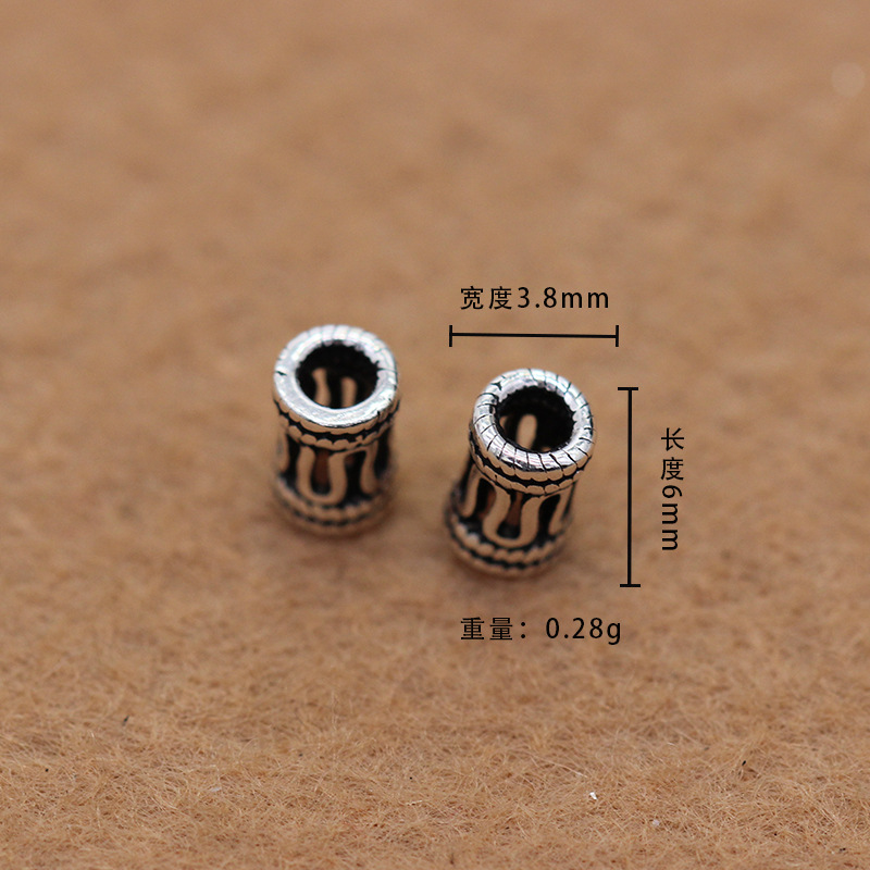 Geometric Thai silver accessories wholesale DIY bracelet garnet beads isolation plate isolation hollow pattern beads