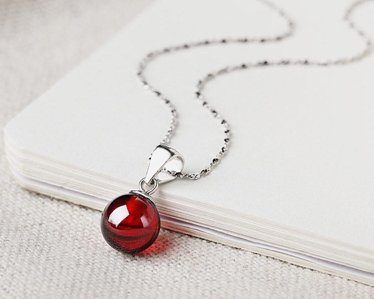 925 sterling silver necklace short style accessories Korean red garnet web celebrity pendant jewelry clavicle chain women anti-allergy