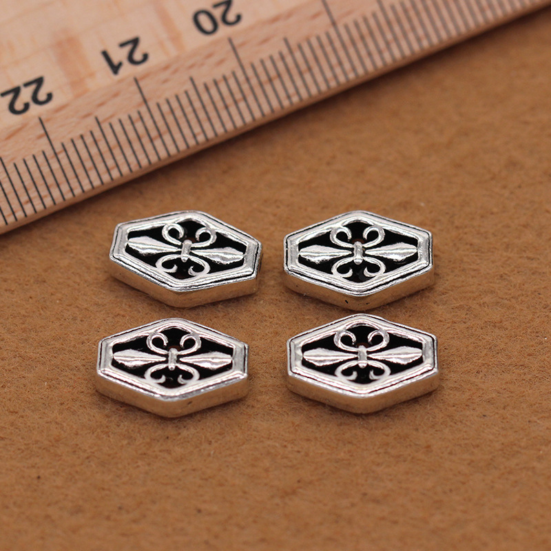 S925 sterling silver cross Thai silver accessories wholesale DIY bracelet garnet beaded spacer plate spacer hollow pattern beads