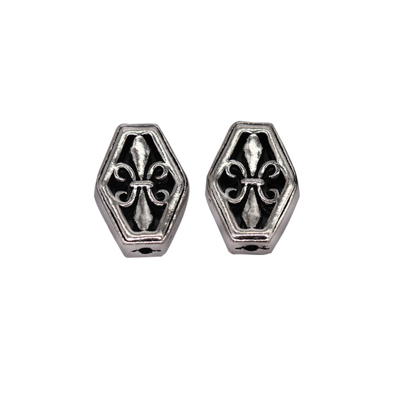 S925 sterling silver cross Thai silver accessories wholesale DIY bracelet garnet beaded spacer plate spacer hollow pattern beads