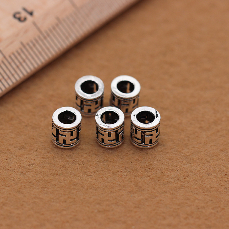 S925 sterling silver swastika bead Thai accessories wholesale DIY bracelet garnet bead partition plate protection swastika bead