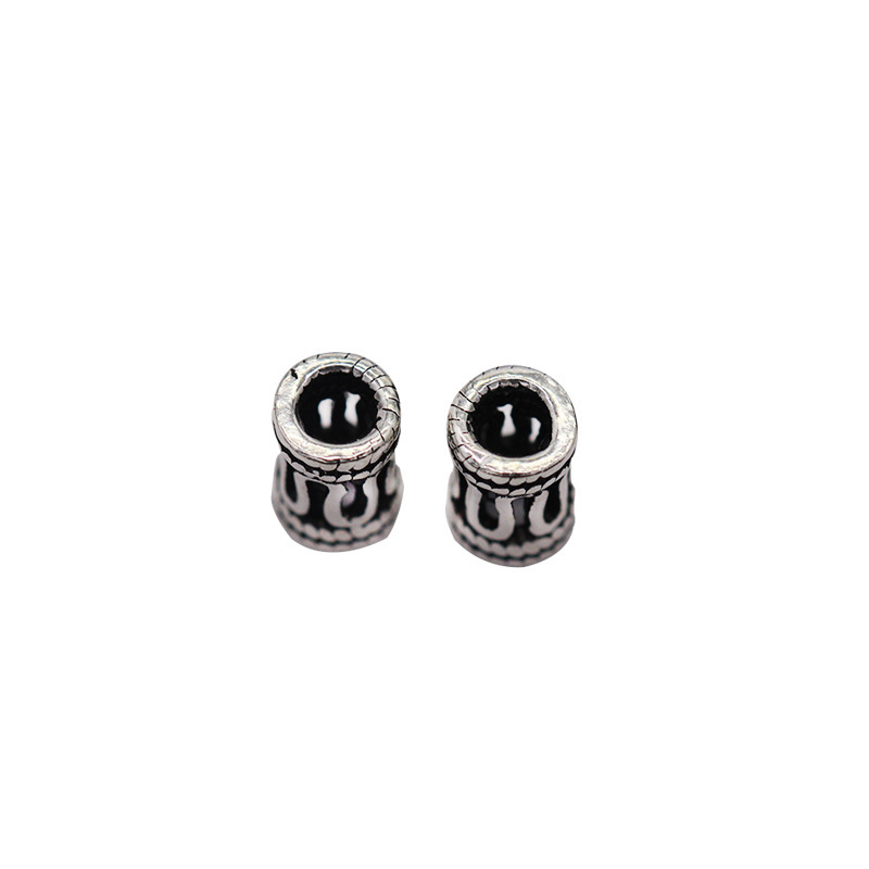 Geometric Regulation S925 Sterling Silver Accessories wholesale DIY bracelet Garnet Beaded Partition Hollowed out Beads - Out Beads