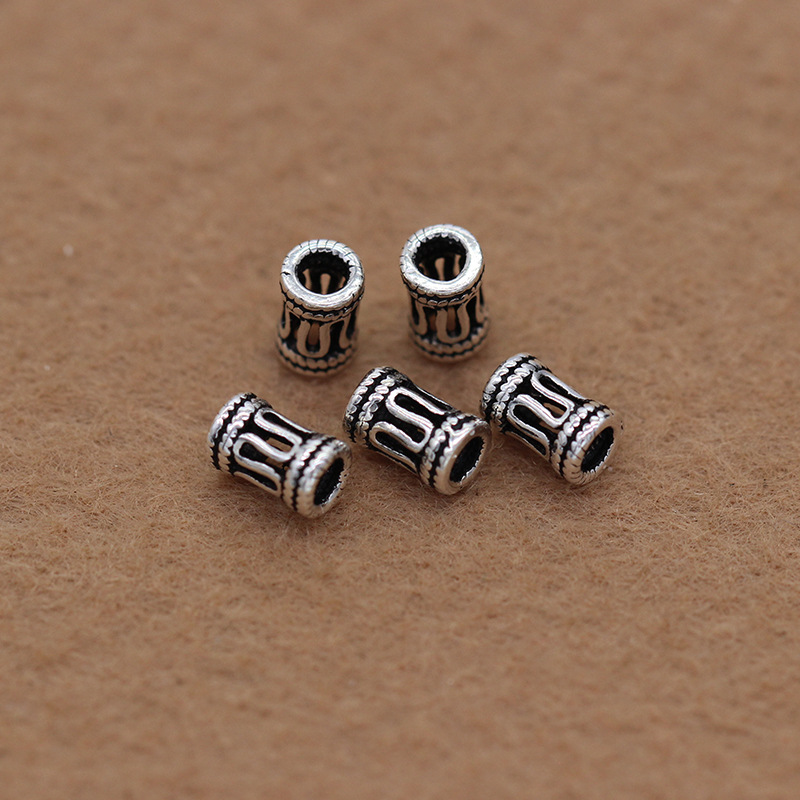 Geometric Regulation S925 Sterling Silver Accessories wholesale DIY bracelet Garnet Beaded Partition Hollowed out Beads - Out Beads Geometric Regulation S925 Sterling Silver Accessories wholesale DIY bracelet Garnet Beaded Partition Hollowed out Beads - Out Beads