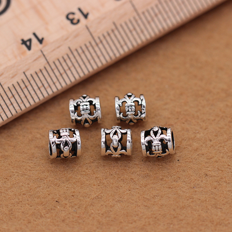The S925 Sterling Silver Cross Thai silver Accessories wholesale DIY bracelet Garnet Beaded Partition piece Bead Hollowed -out pattern beads
