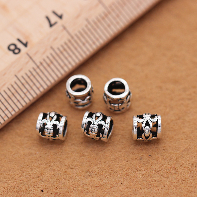 The S925 Sterling Silver Cross Thai silver Accessories wholesale DIY bracelet Garnet Beaded Partition piece Bead Hollowed -out pattern beads