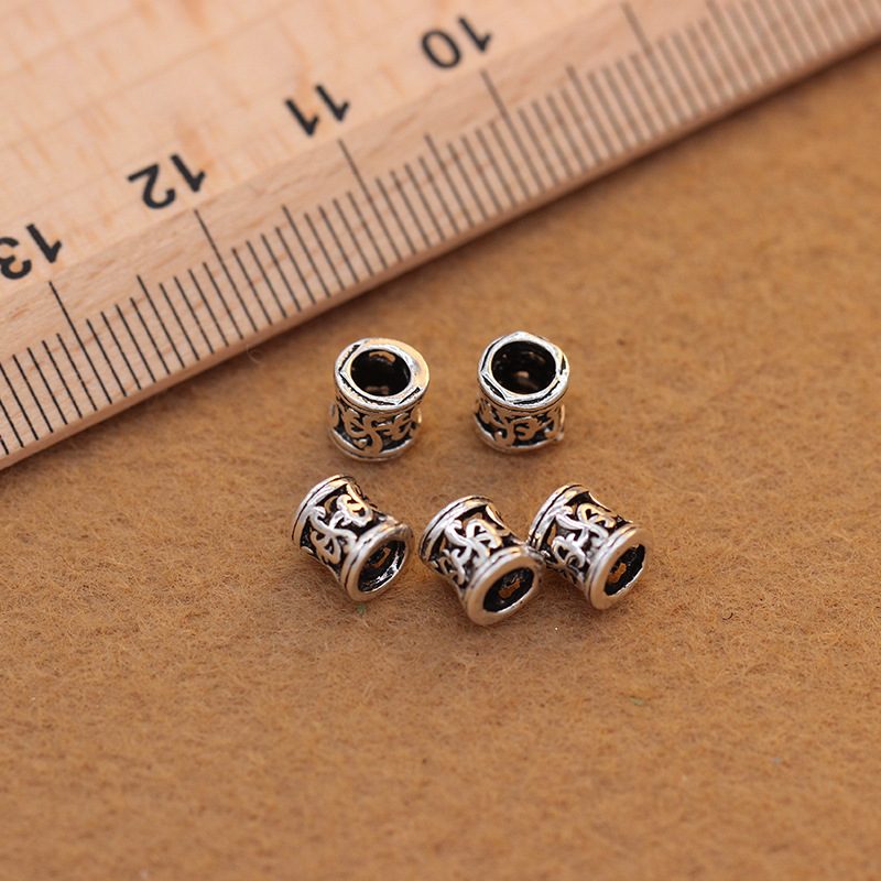 The S925 Pure Yintai Silver Accessories wholesale DIY bracelet Garnet Beaded Bead hollowed-out pattern beads