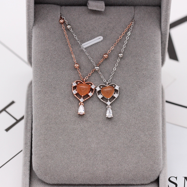 S925 pure silver plated platinum use garnet goldfish necklace simple and stylish valentine &#039;s day gift popular in Chesapeake and Japan