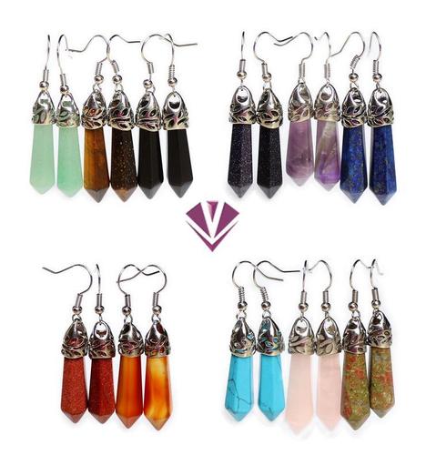 Natural stone six prism Earrings Jewelry, agate, opal, turquoise and Amethyst Natural stone six prism Earrings Jewelry, agate, opal, turquoise and Amethyst