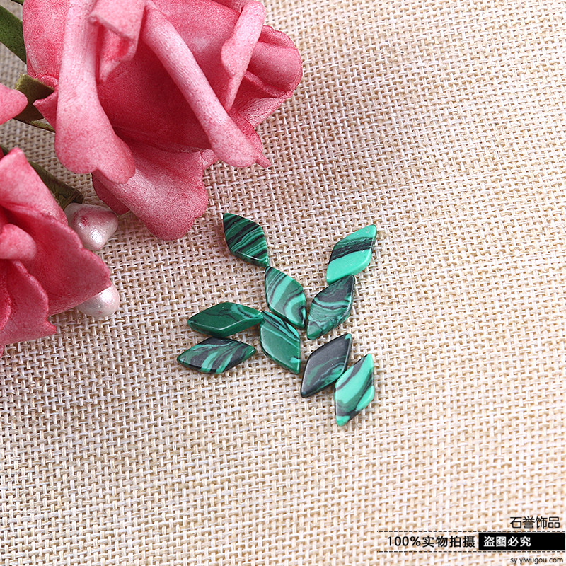 Turquoise malachite diamond-shaped ring ring with diy hand jewelry accessories