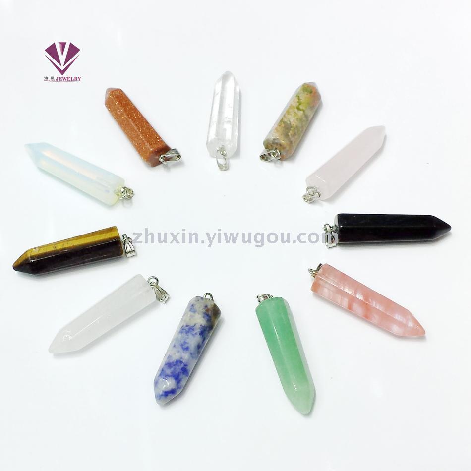 Black Onyx Turquoise Powder Crystal Amethyst Tiger Eye Jewelry Accessories Hexagon Crystal Pendant